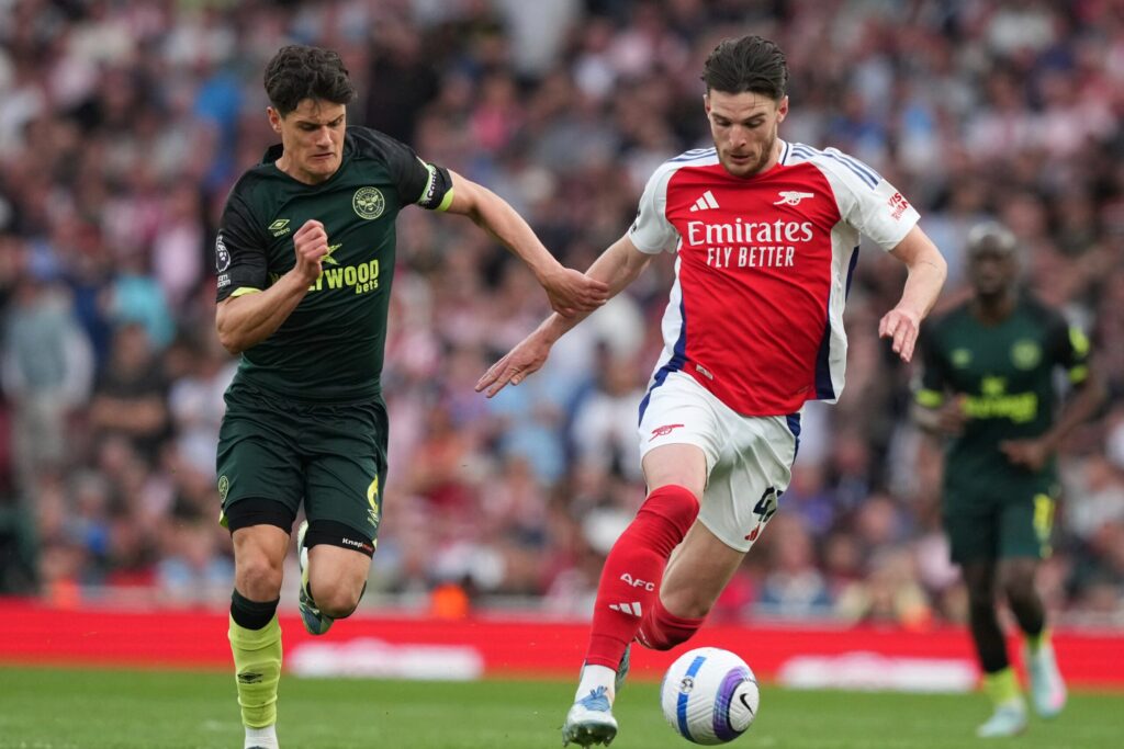 Christian Norgaard dan Declan Rice Arsenal Brentford